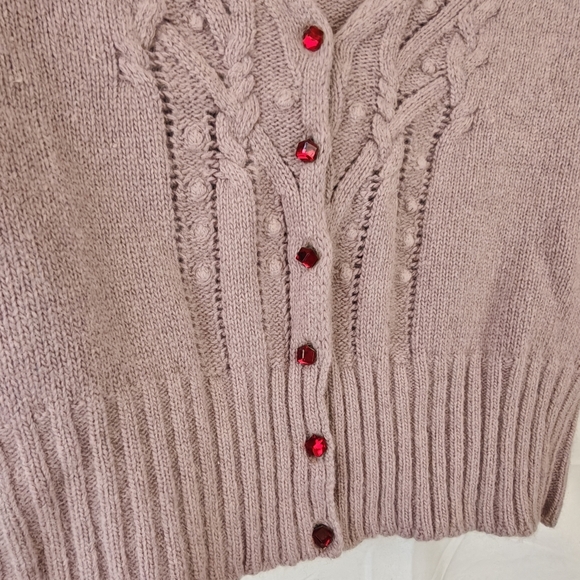 Dolce & Gabanna Button Up Pink V-neck Knit Cartigan Wool Blend 3/4 Sleeves Small - Picture 4 of 16